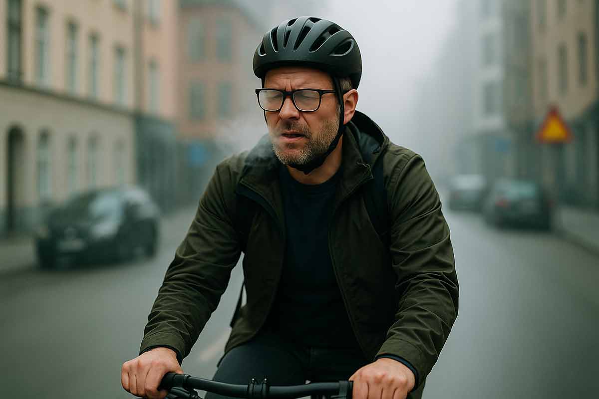 Henrik cyklar till jobbet och f&aring;r dimma p&aring; glas&ouml;gonen